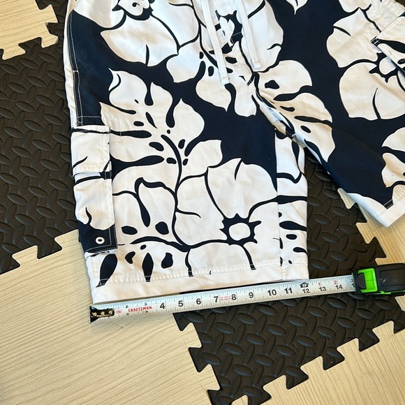 HAWK Tony Hawk Men's Swimming Trunks Blue & Off White Palm Leave Size L - Picture 3 of 7